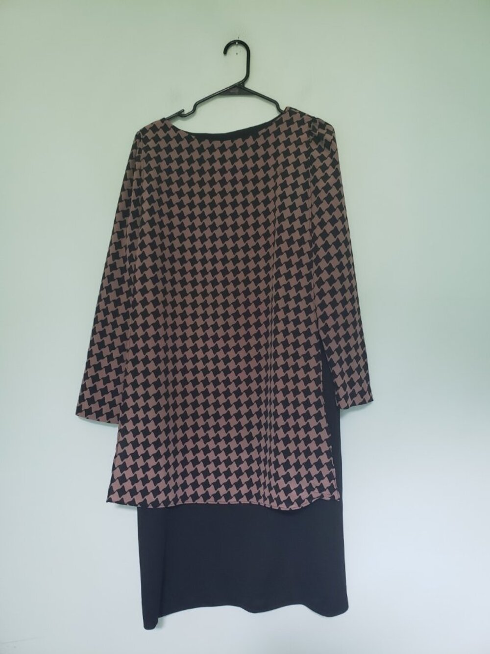 Vtg Toni Todd Womens M Sheath Dress Brown Houndstooth Retro Lightweight Sheer